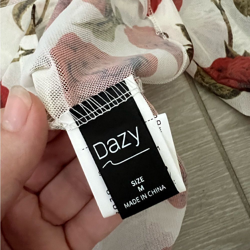 Dazy Rose Mesh Long Sleeve Crop Top size M - Picture 3 of 5